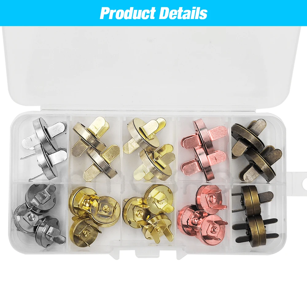 20sets/lot 14mm 18mm Wallet Button Magnet Buckle Buttons Metal Snap Thickening Magnetic Automatic Adsorption Buckle Installation