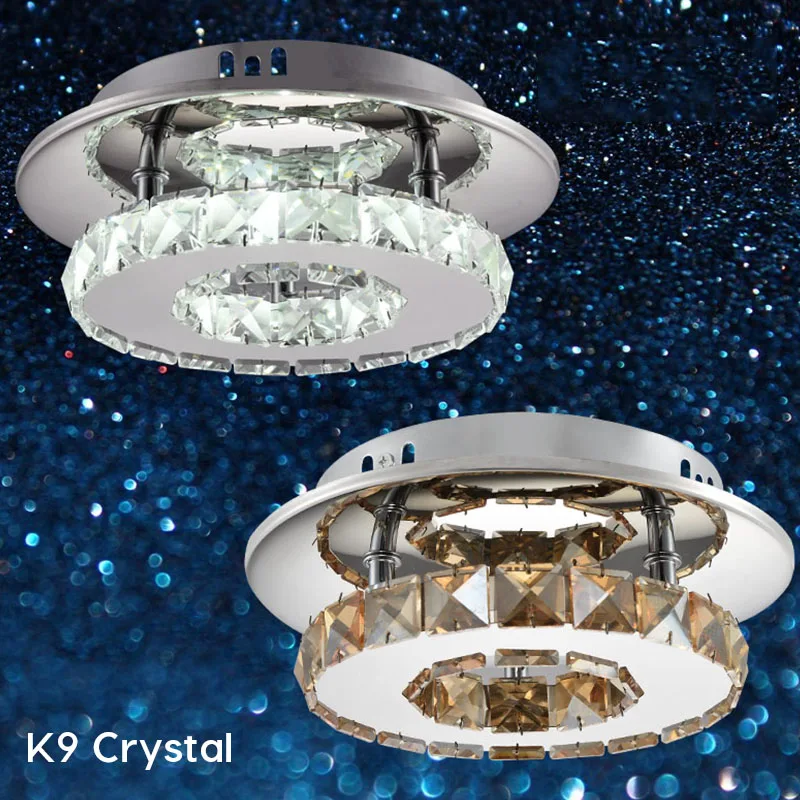 

Amber Crystal Modern Ceiling Lamp Round Decorative Led Lights Loft Hallway Kitchen Corridor Living Room K9 Shine Lustre HZL-081