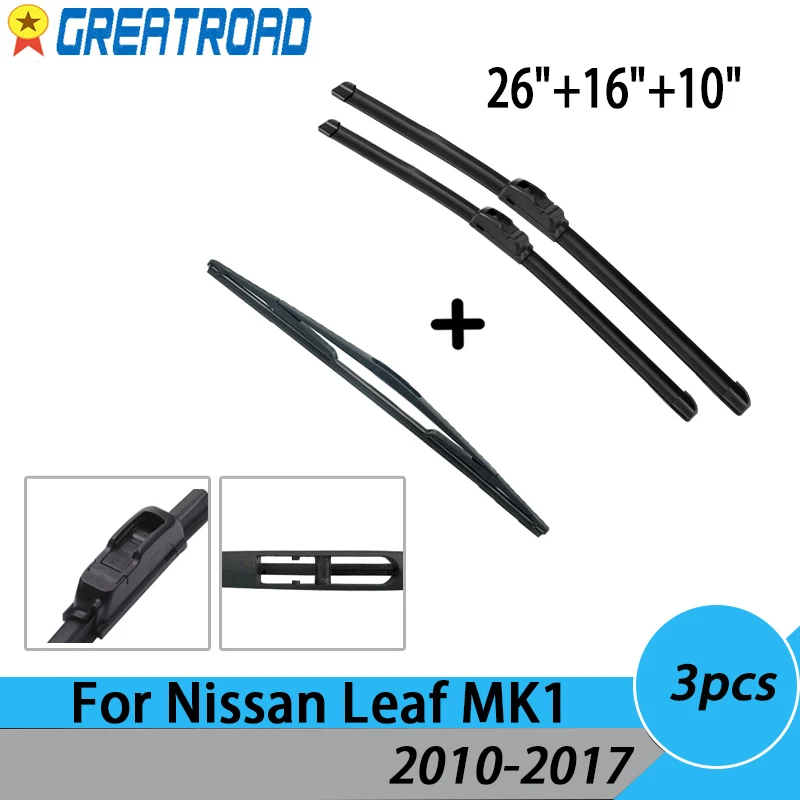 Wiper LHD Front & Rear Wiper Blades Set Kit For Nissan Leaf MK1 2010 - 2017 2011 Windshield Windscreen Front Window 26\