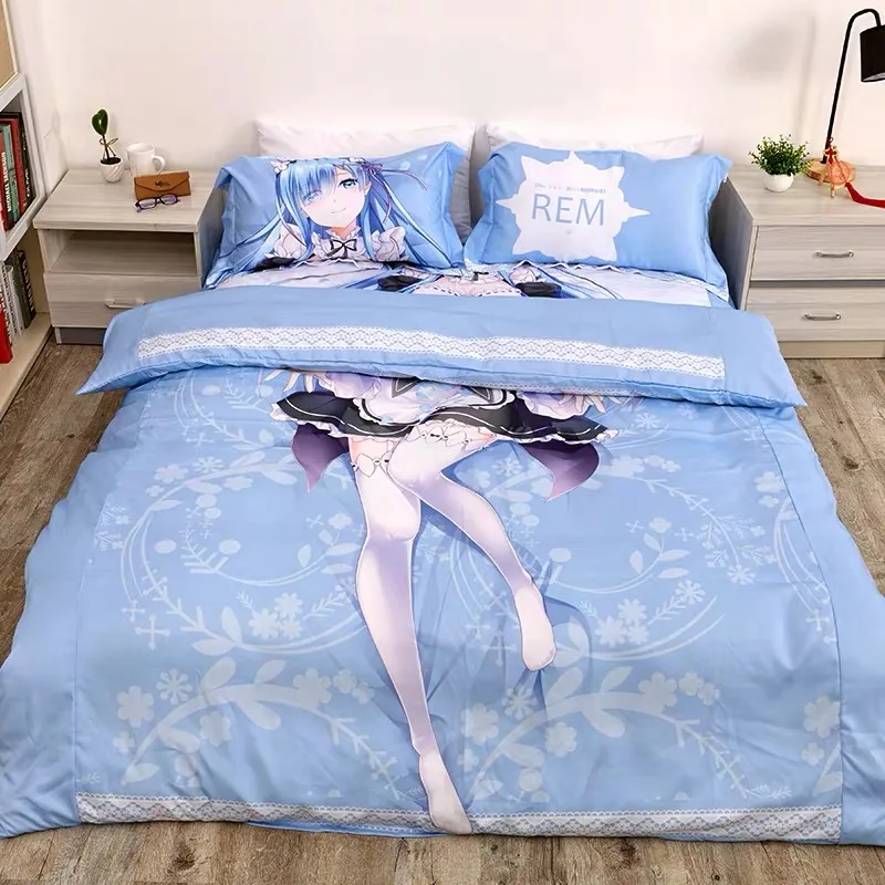 

Japanese Anime Duvet Cover and Pillow Case Set, Rem Chracter Bed Sheet, Re: Life in a Different World from Zero