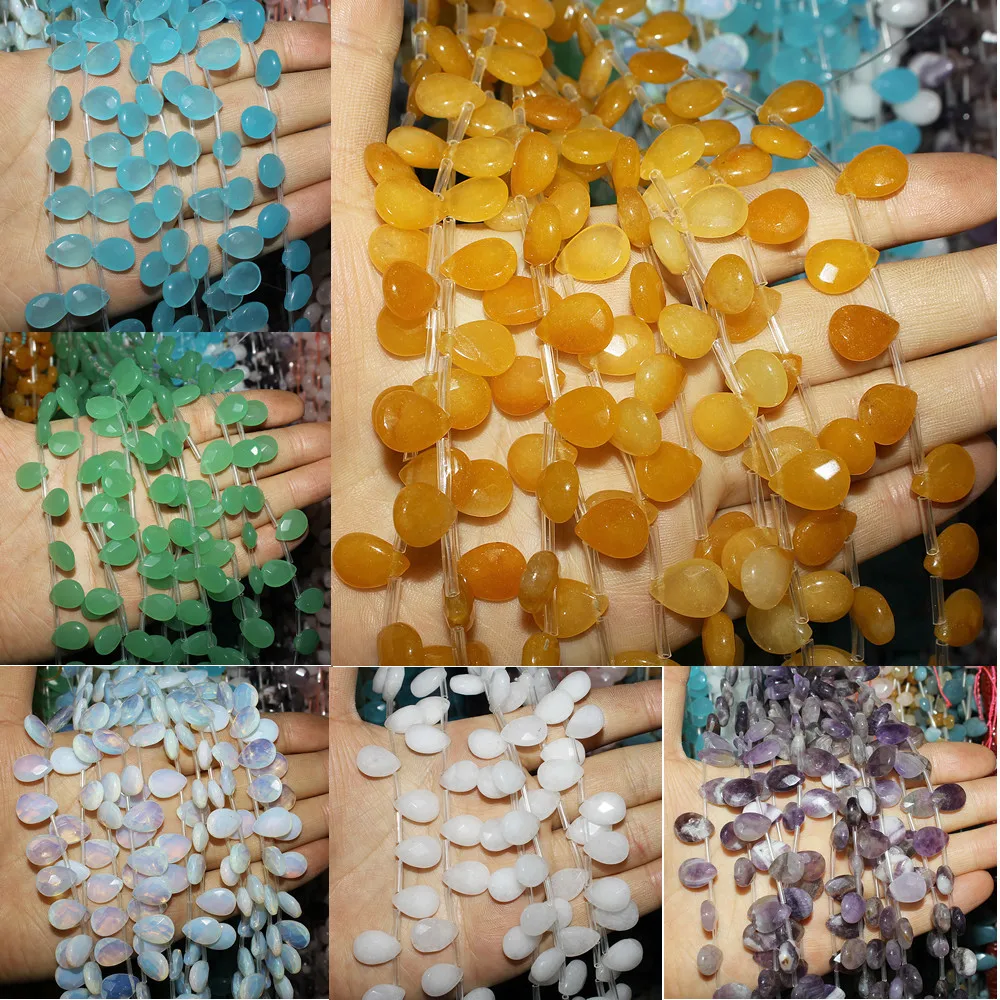 Natural Stone Crystal Aventurine Beaded Charms Jewelry Making 10*12mm Drop-shaped Piece Loose Beads DIY Bracelet Necklace Parts