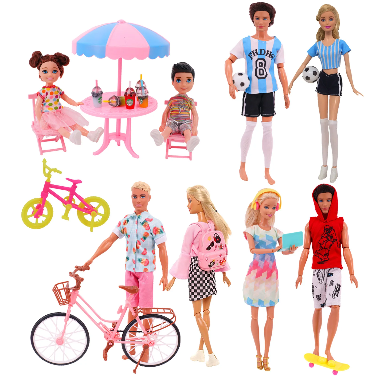 Barbies Ken Doll Clothes Daily Wear Casual Couple Doll Dress For Barbies Ken Doll Boys Girls Doll Accessories Mini Kelly Doll