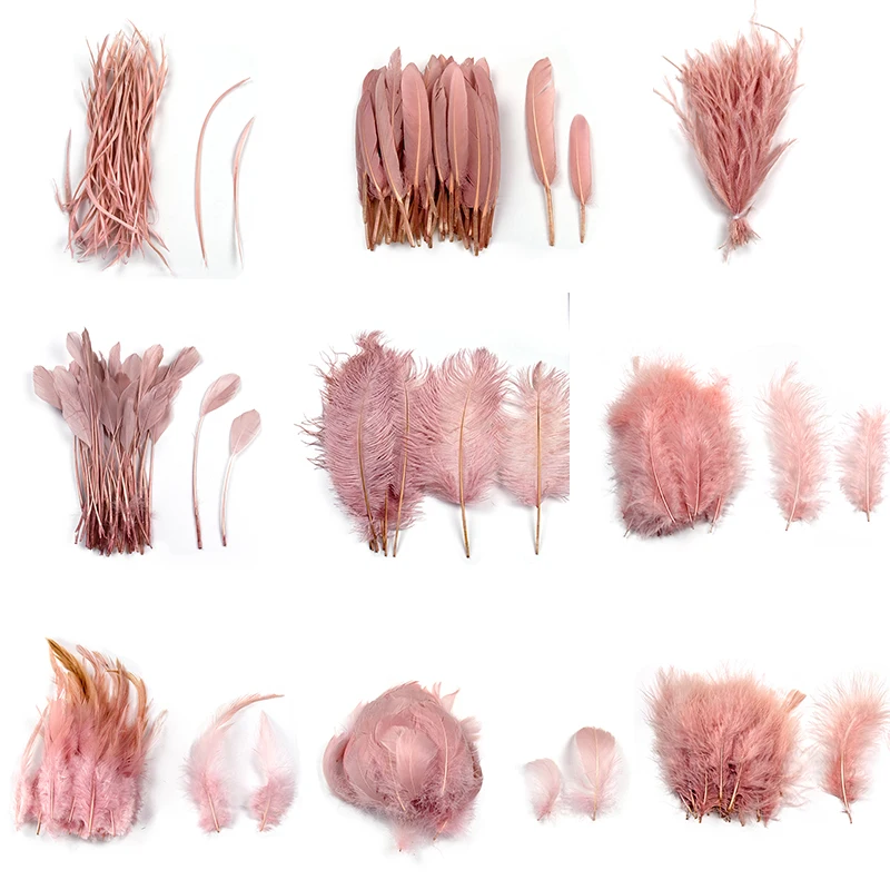 Wholesale Leather Pink Turkey Goose Ostrich Feather 15-20CM DIY Jewelry Crafts Wedding Christmas Accessories Decoration Plumes