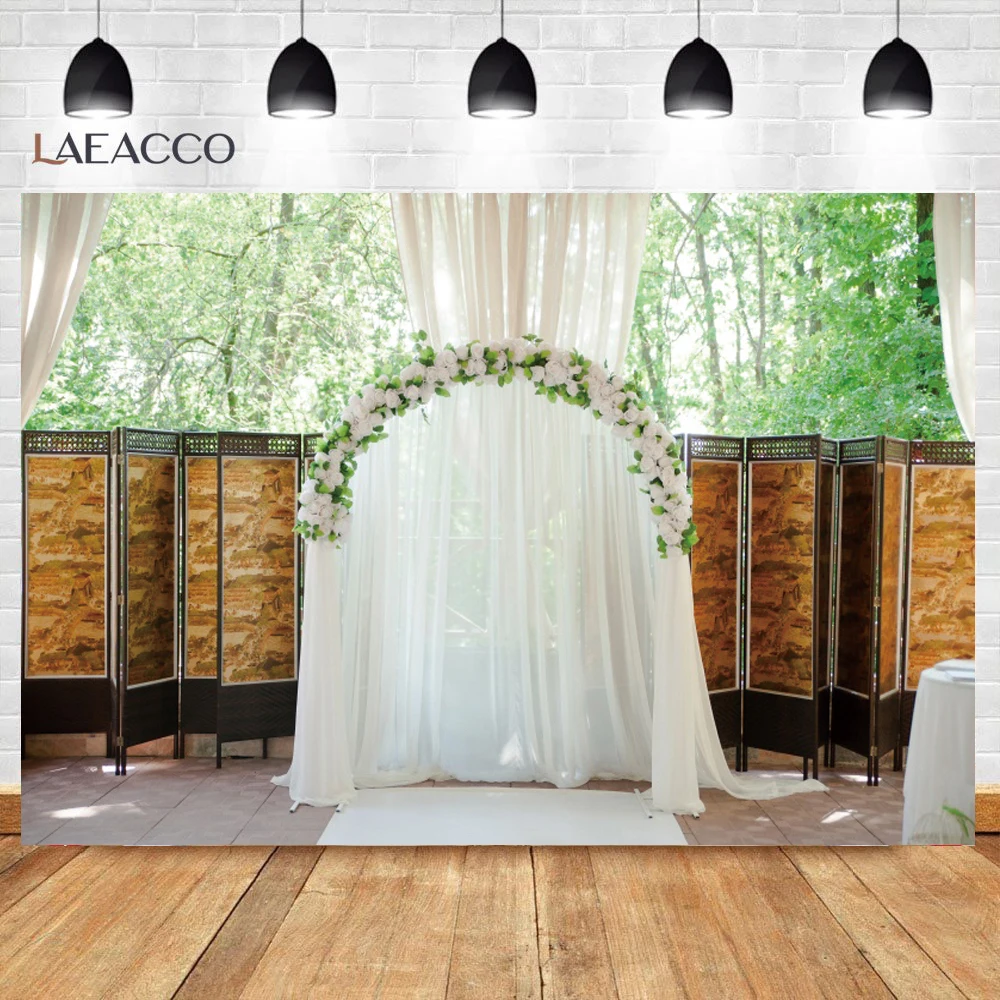 Laeacco flores de casamento coroa de parede de madeira para festa infantil retrato para bebê planos de fundo fotográficos estúdio de fotografia