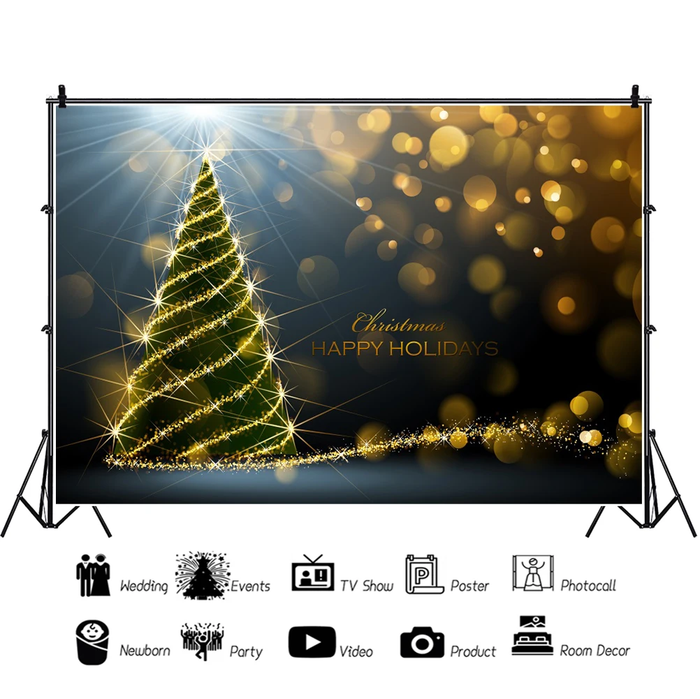 Laeacco عيد ميلاد سعيد شجرة ضوء خوخ منقطة راية الطفل الأسرة التصوير الخلفيات للصور خلفية الصورة
