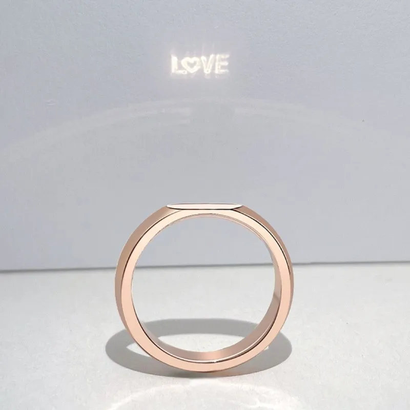 New Simple Diffractive Projection Couple Ring Trend Men and Women Rose Gold Color Ring Romantic Men Women Lover Gift