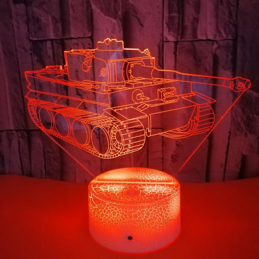 3d Visual Led Acrylic Night Light Decorative Table Lamp Bedroom Bedside Lamp Creative Tank 3D Lamp Gift Toys for Boys Christmas