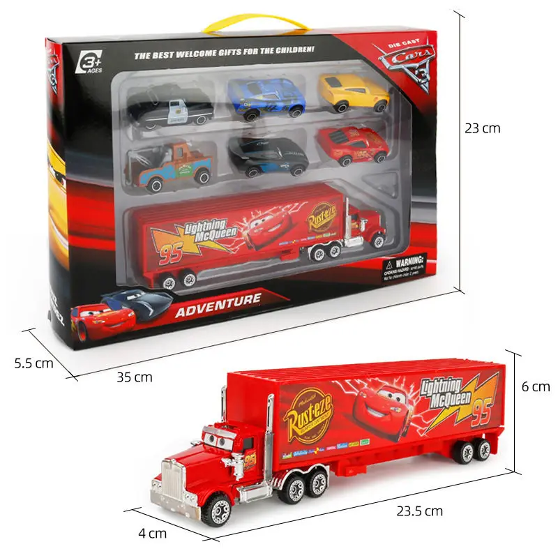 6/7pcs/Set Disney Pixar Car 3 Lightning Mcqueen Uncle Truck Jackson Storm 1:55 Diecast Metal Car Model Toys Boys Birthday Gifts