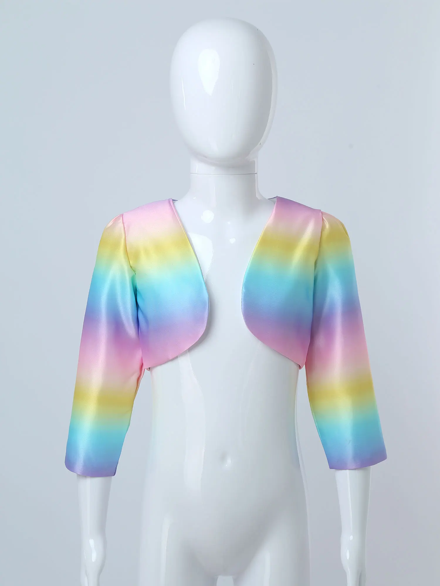 เด็กหญิงอบอุ่นเคปฮาโลวีนเครื่องแต่งกายแขนยาว Gradient Rainbow พิมพ์ Cape Capelet Crop สำหรับเจ้าหญิงดอกไม้ชุด