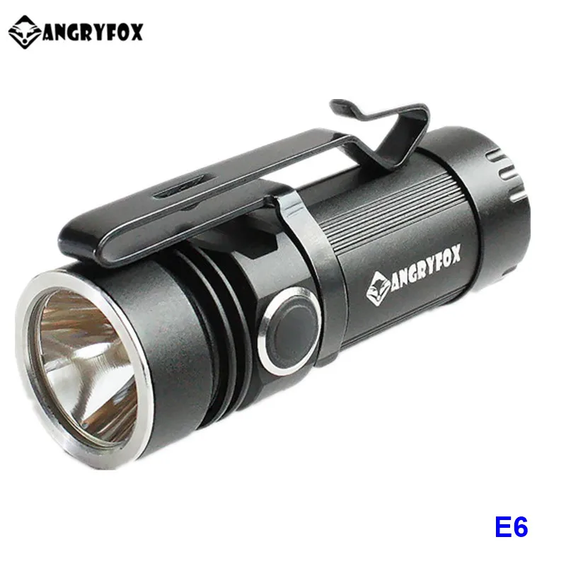 Angryfox E3 E6 E11 XML Cree LED EDC Flashlight AA 16340 CR123 14500 18650 Battery Camping Small Torch Light with Magnet Tail