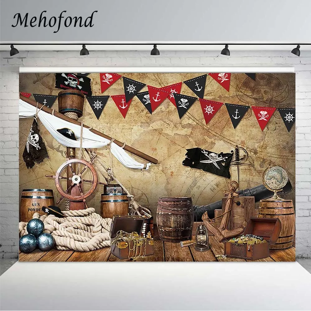 Mehofond Pirate Theme Birthday Background For Photography Old World Map Treasure Adventure Baby Shower Backdrop Photoshoot Props