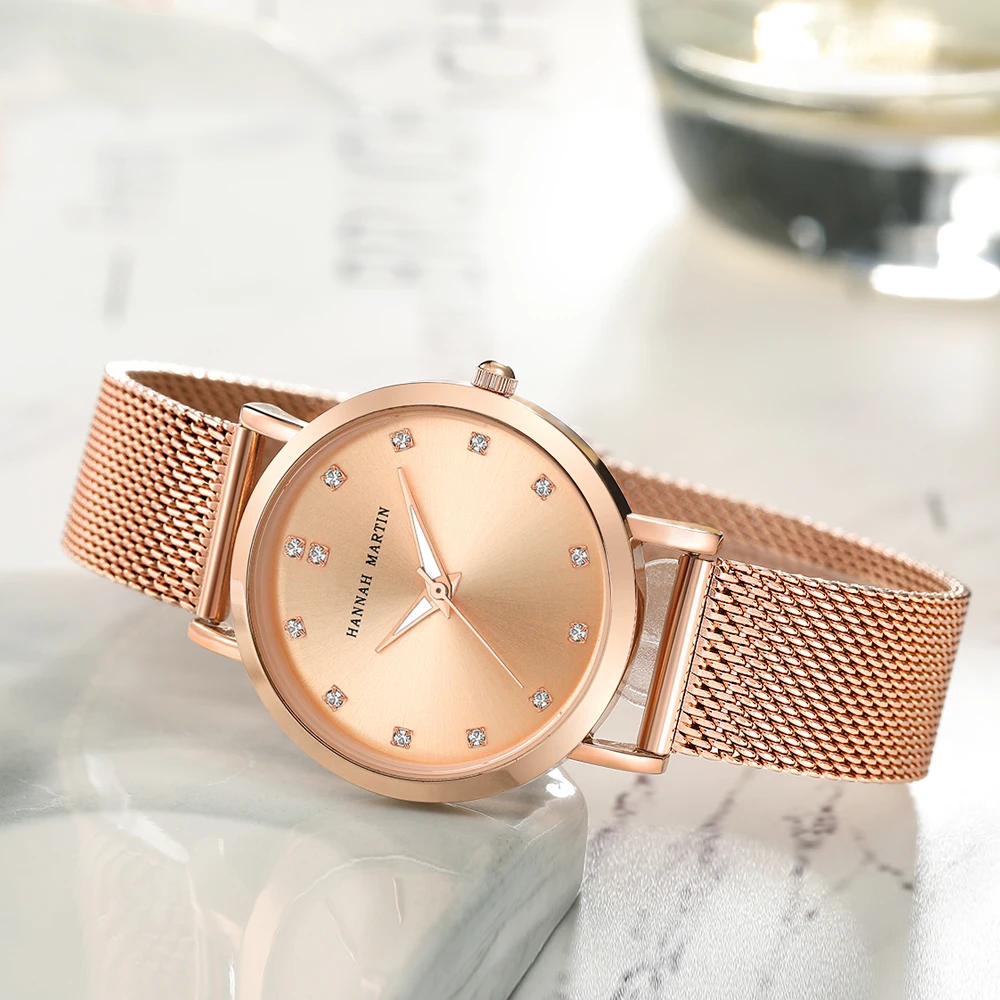 Japan MIYOTA 2035 Quartz Movement High Quality Ladies Watches Stainless Steel Mesh Strap Rose Gold Waterproof Watches For Women