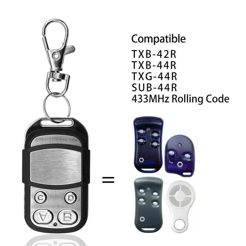 For KEY TXB-42R TXB-44R TXG-44R SUB-44R Garage Remote Control 433MHz Rolling Code Transmitter Key Fob