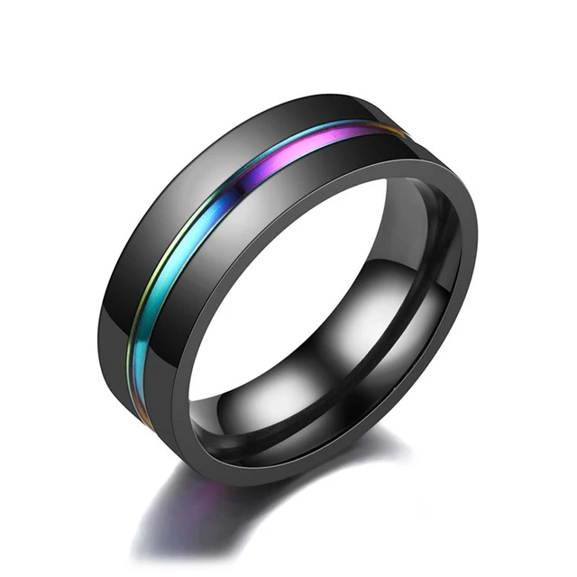 8 MILLIMETRI di Titanio Nero Anello per Gli Uomini Ragazzi Semplici Anelli di Cerimonia Nuziale Alla Moda Arcobaleno Scanalatura Anelli Accessori di Gioielli Regali AliExpress