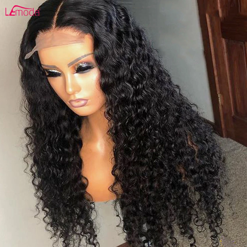 

Deep Wave 5x5 Lace Closure Wig Curly Human Hair Wigs HD Lace Front Brazilian Remy Transparent Lace Frontal Wig 150% 180% Lemoda