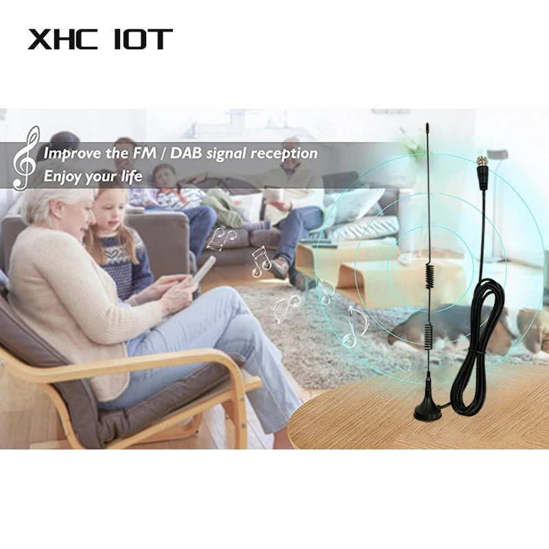 3PCS FM Antenna for radio frequency band 3dBi SMA Interface TXFM-XPL-300F Magnetic Base  Sucker Antenna High Quality FM Antenna