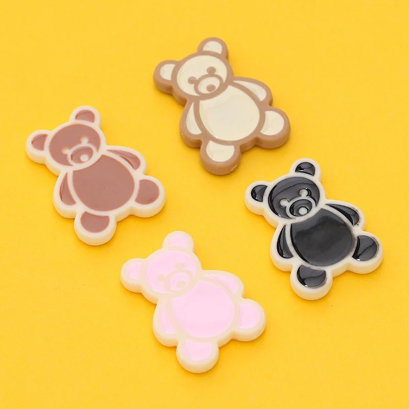 10PCS Coffee Color Panda Patch Mobile Phone Shell Jewelry Handmade Diy Production Black Biscuit Bear Stationery Water Cup