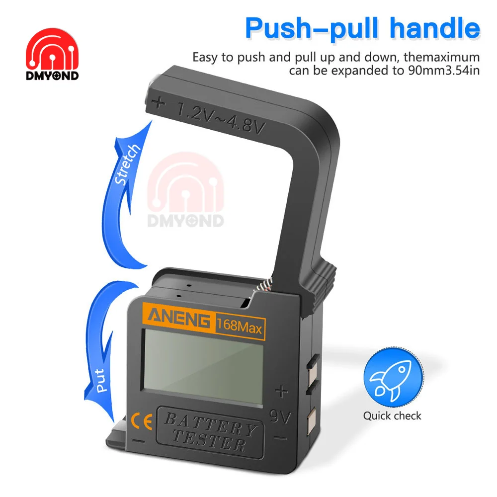 ANENG-Testeur de capacité de batterie au lithium numérique, outil de diagnostic, tension de batterie LCD, 168Max