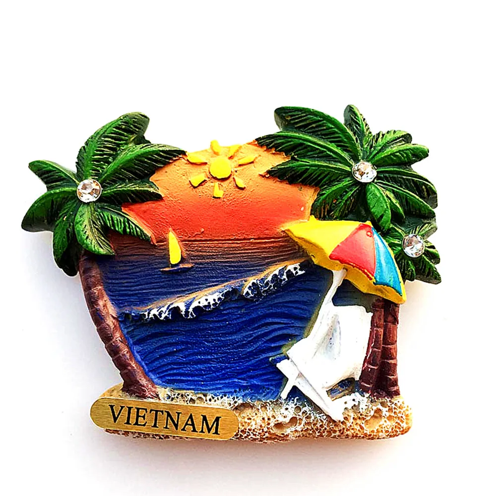 Caribbean scenery Vietna fridge magnet Czech Thailand Korea Frankfurt Ukraine Paris Vietnam California Souvenir Home Decor
