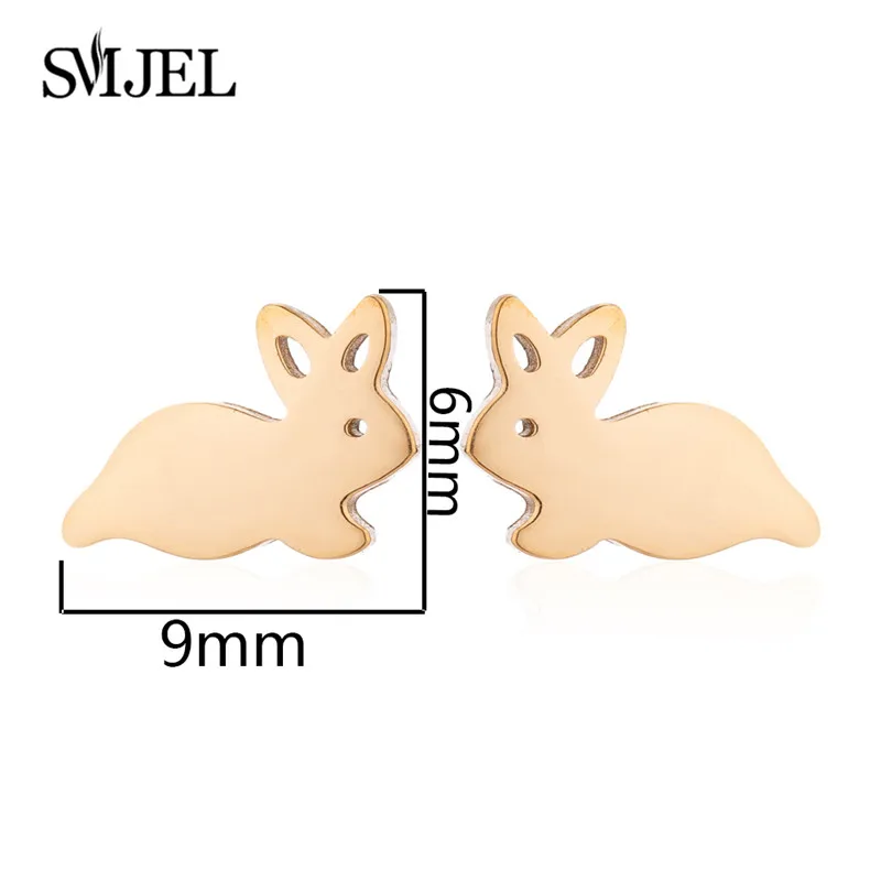 SMJEL Fashion Small Triangle Stud Earrings for Women Girls Christmas Jewelry 2024 Cat Rabbit Deer Animal Earring Love Heart Stud