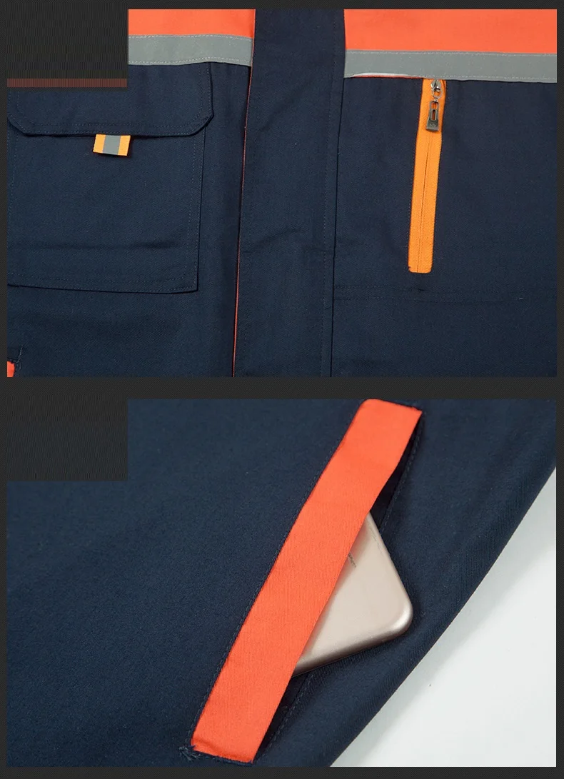 Conjunto de ropa de trabajo transpirable para hombre y mujer, uniforme de fábrica, taller, reparación de automóviles, monos de manga corta, traje de Color contrastante, verano