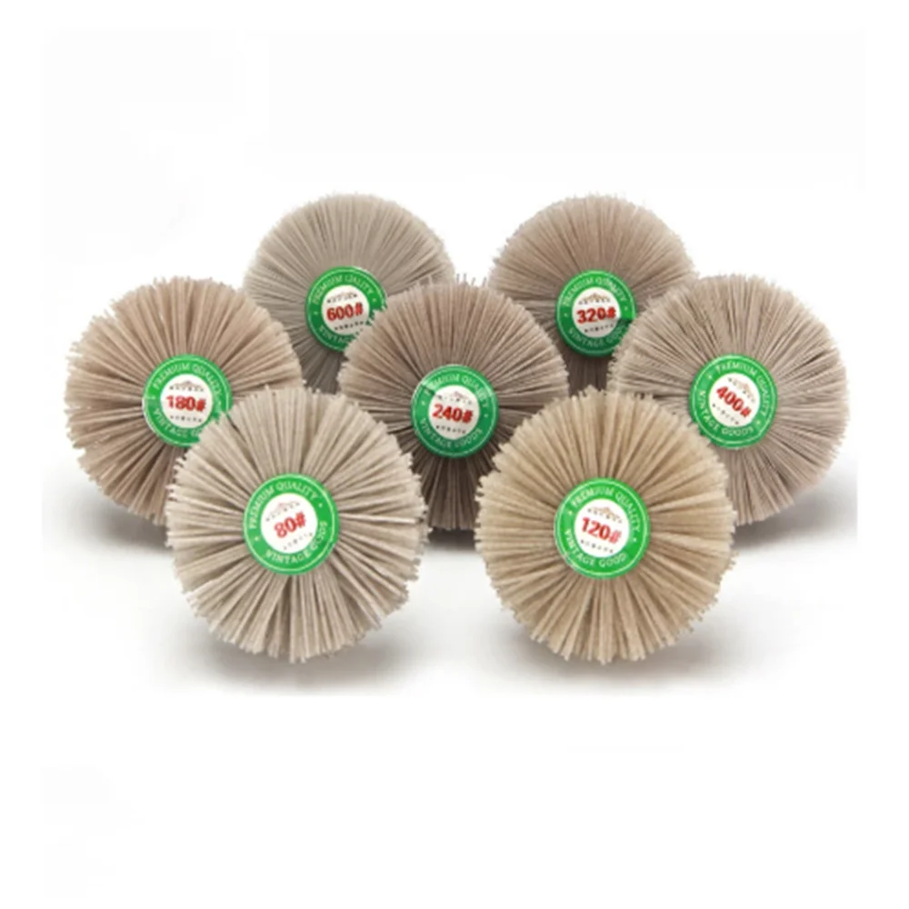 Perceuse de 80 à 600mm de diamètre extérieur, fil abrasif en Nylon, brosse de polissage radiale pour meubles en bois, finition acajou, 1 pièce