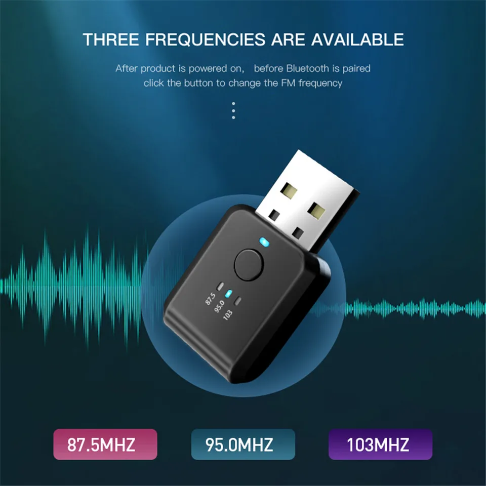 ISTOVO 2X Trasmettitore FM Bluetooth 5.1 Per Auto – Kit Vivavoce E Musica Wireless Con USB, 3 Frequenze (87.5/95.0/103.0 MHz)