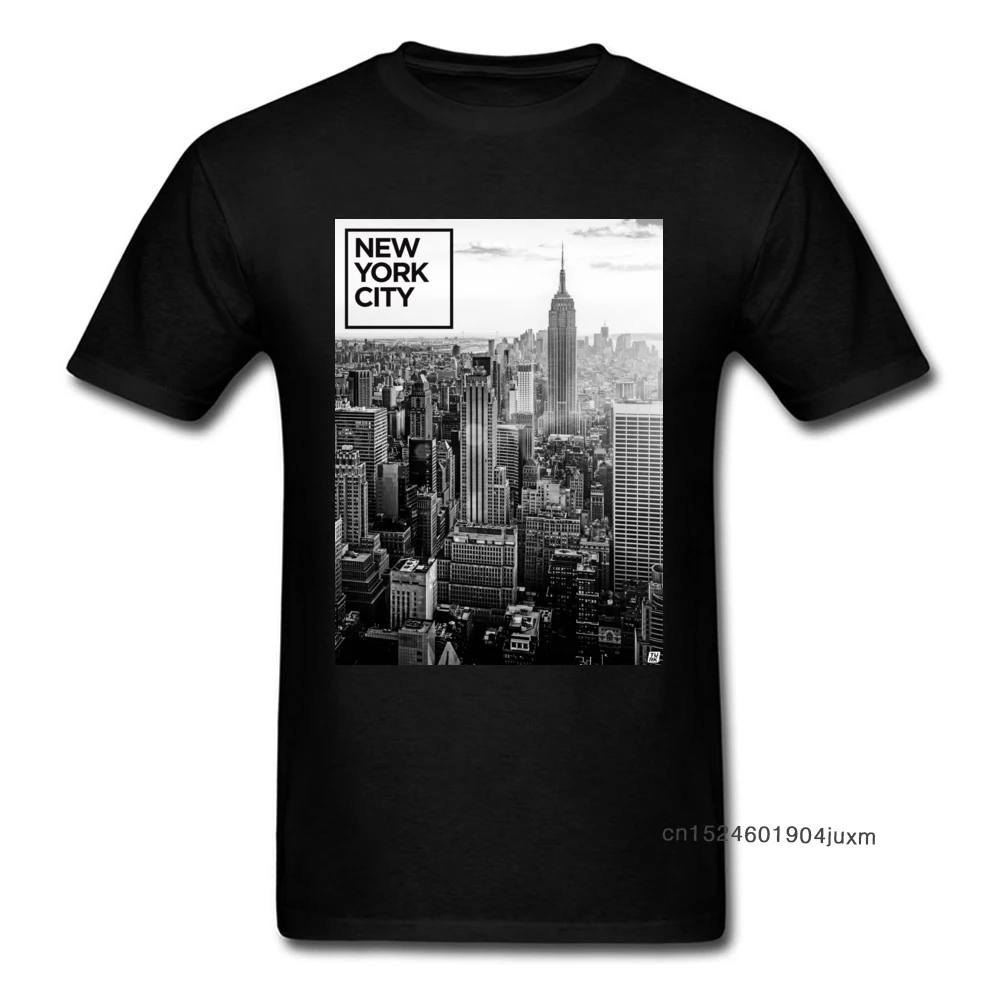 Black White T-shirt Men Fashion Streetwear New York City Top Tees Adult Oversized T Shirts Cotton High Quality Clothes Christmas