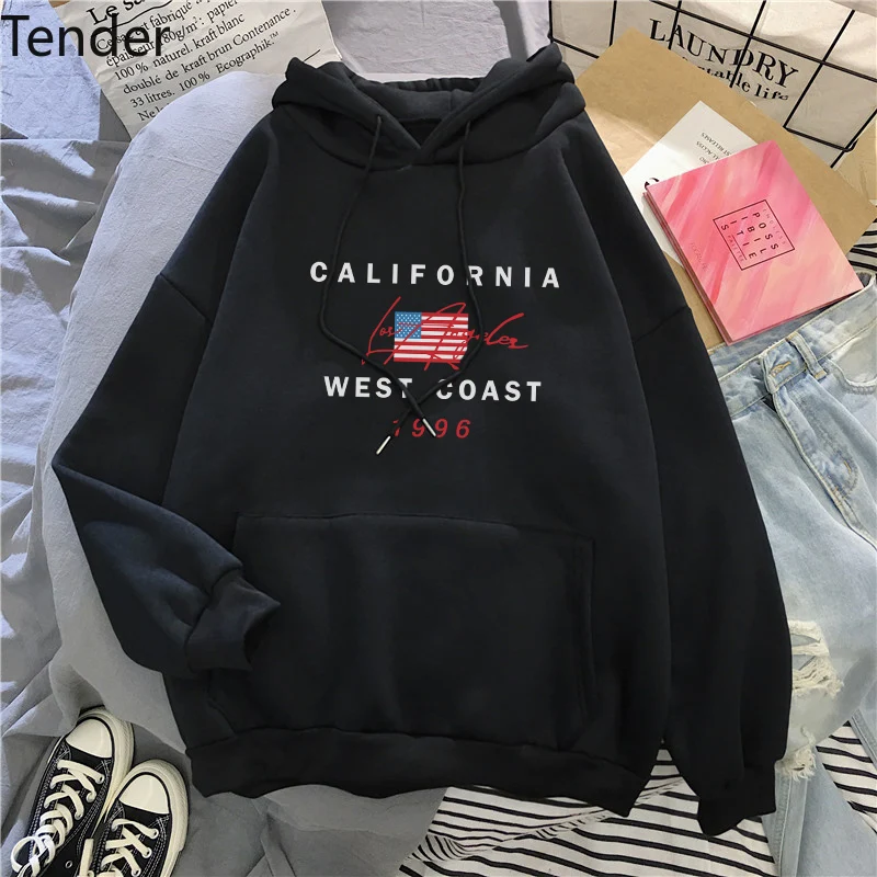 

USA Letter print Streetwear Hoodie Sweatshirt Winter Warm Hooded Pullover Casual Vintage Loose women Harajuku Tops dropshipping