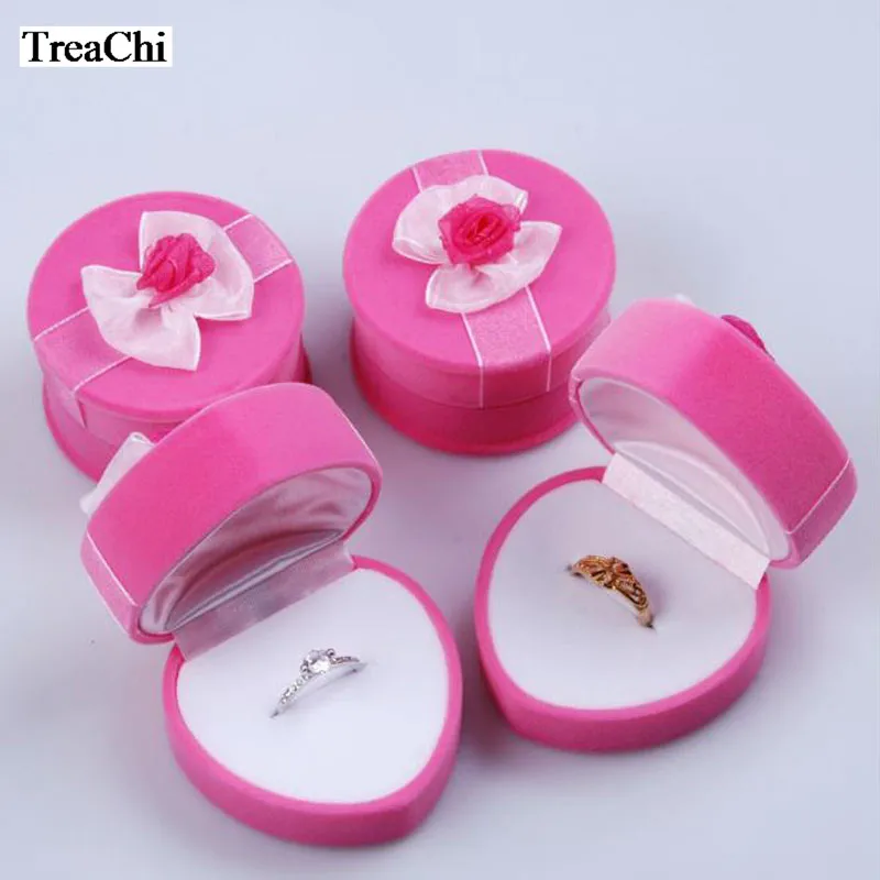 

12 Fashionable Velvet Rings Display Box Round Ring Earrings with Yarn Flower Box Exquisite Wedding Jewelry Gift Box Jewelry