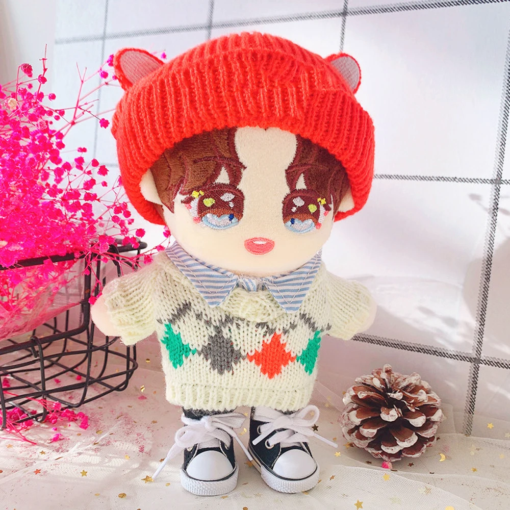 Wang Yibo Idol Plush Doll Clothes Suit Puppet Star Sweater Short Suit 20cm Baby Doll Dress Up Costumes For Fans Collection