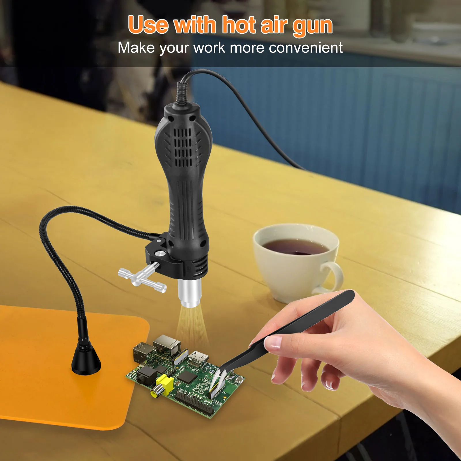 Toolour Helping Hands Soldering Clamp with Magnetic Base/Table Clip Flexible Articulating Arms Magic PCB Clip for Hot Air Gun