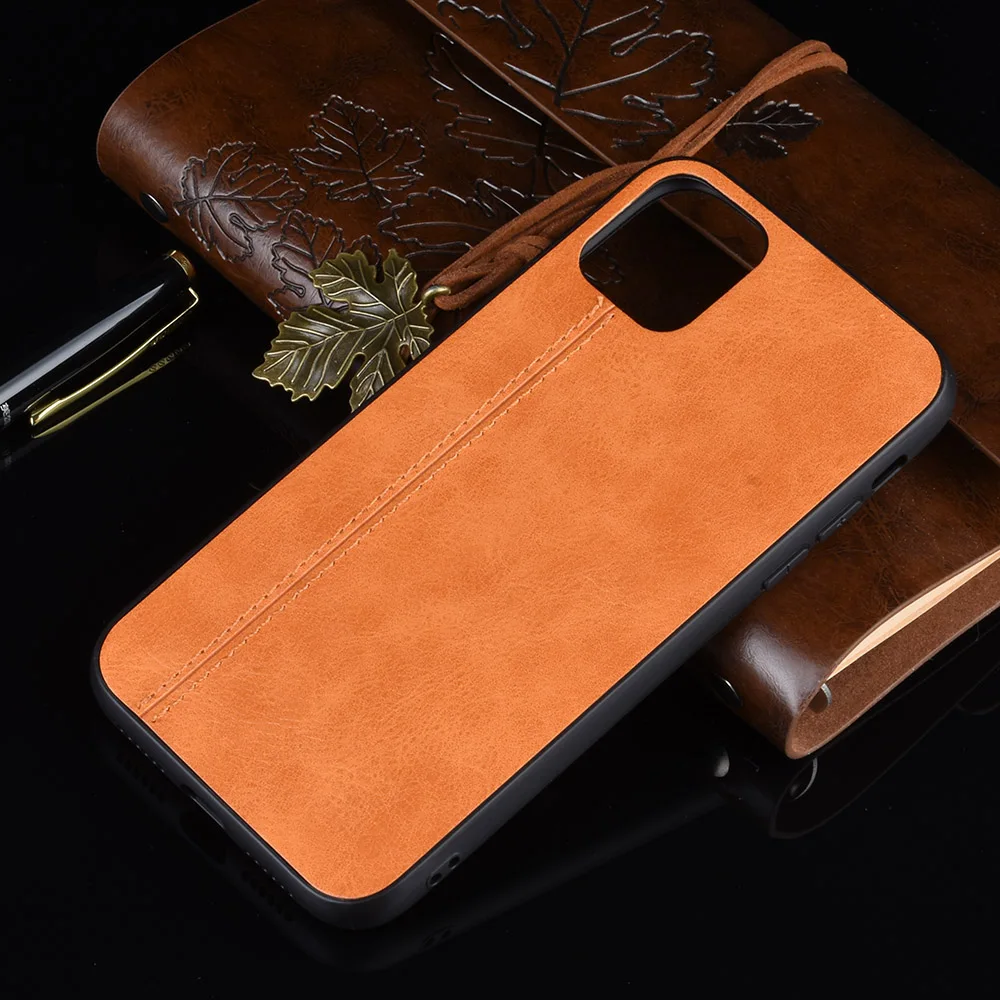 For Apple iPhone 11 Pro Max Case For Phone11 Suture Calfskin Soft Edge PU Leather Hard Phone Cover For iPhone 11Pro Back Case