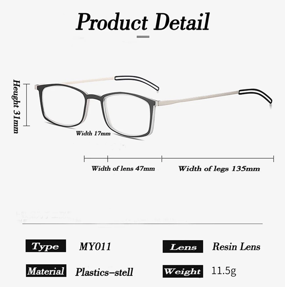 Anti Blau Licht Lesebrille Tragbare Platz Presbyopie Brillen Mit Fall Dünne Brillen Gläser Männer Frauen + 3,5 – Detail 3