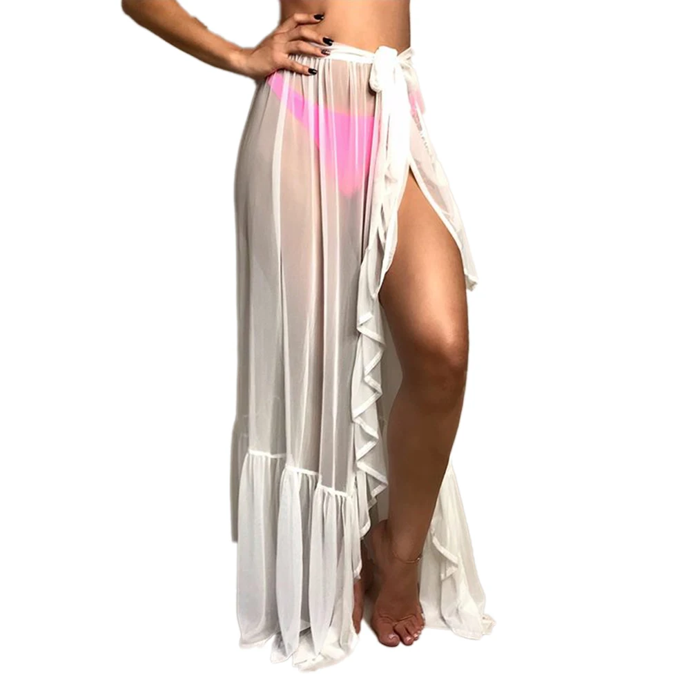 Donne Sexy Sheer Beach Holiday Bikini Cover Up Wrap Skirt Vacation Holiday Dot Summer See Through costume da bagno