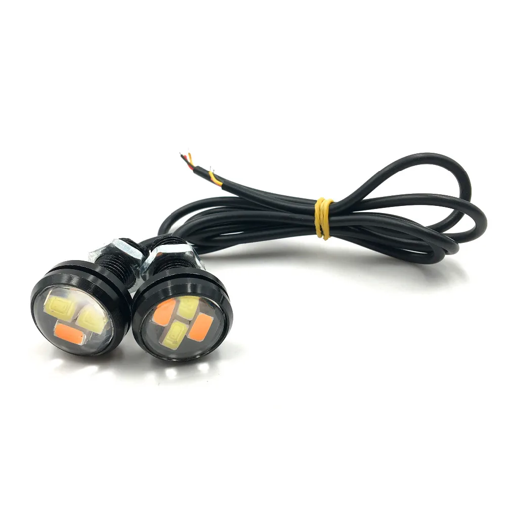 2PCS 12V 23MM Dual Color Switchback 5630 5730 Smd 4Led Drl Eagle Eye Daytime Light Car Motor Turn Signal Lights