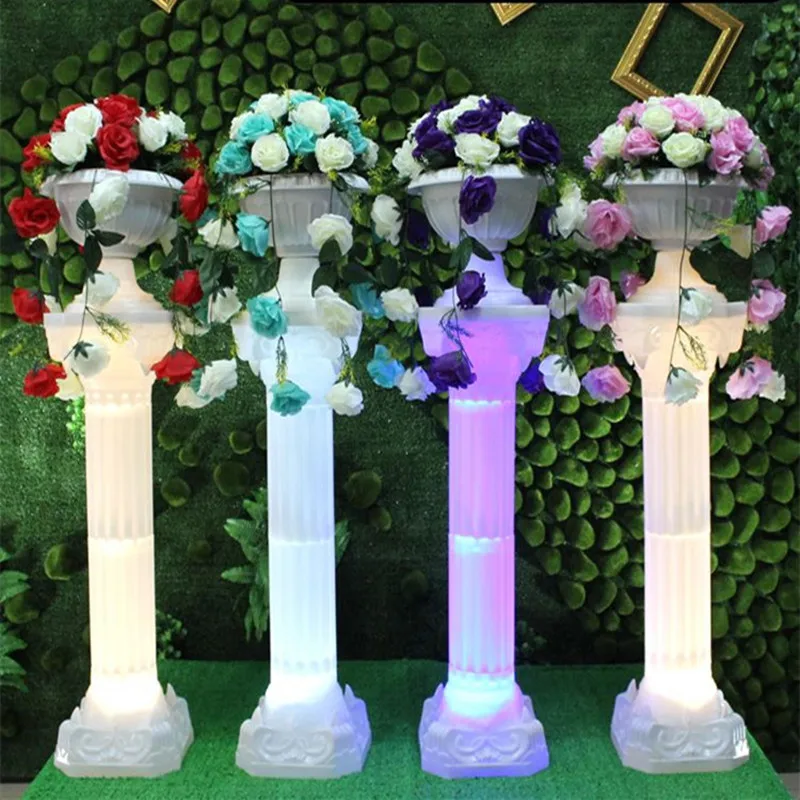 

10 Pcs Euro Design White Plastic Roman Column Wedding Decoration Props LED Glow Pillars Party Aisle Shooting Supplies