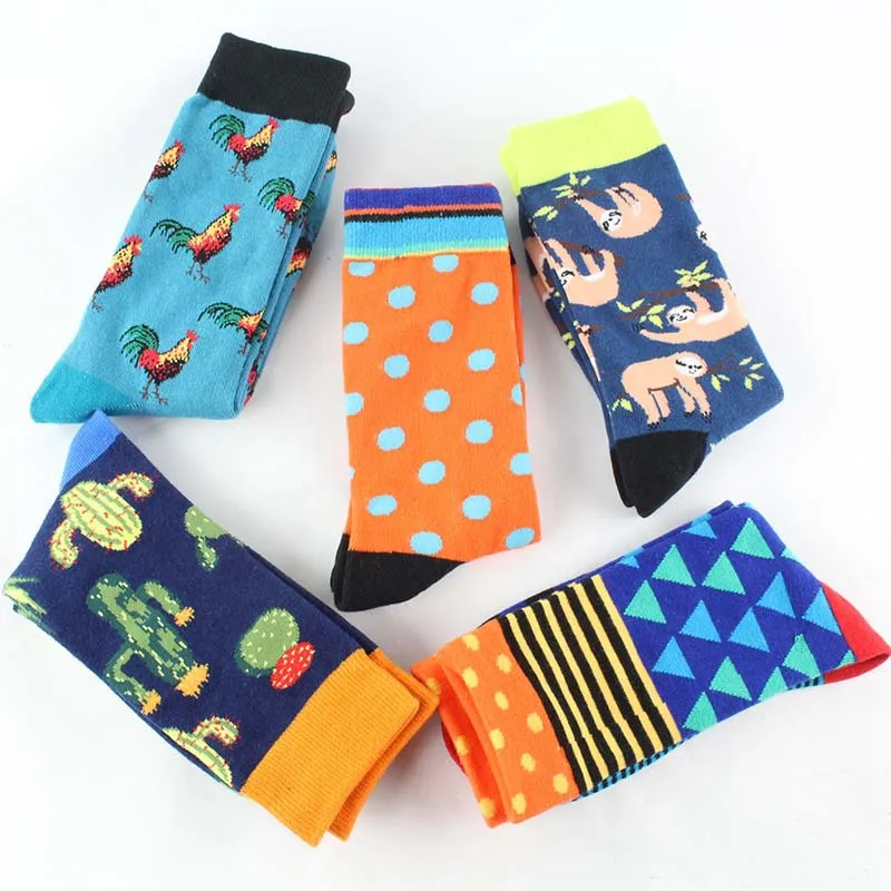 Drop Ship Crew Socks 2021 New Stripes Animal Pepper Rooster Cock Cactus Dog Cat Heart Fox Sloth Koala Wolf Penguin Dinosaur