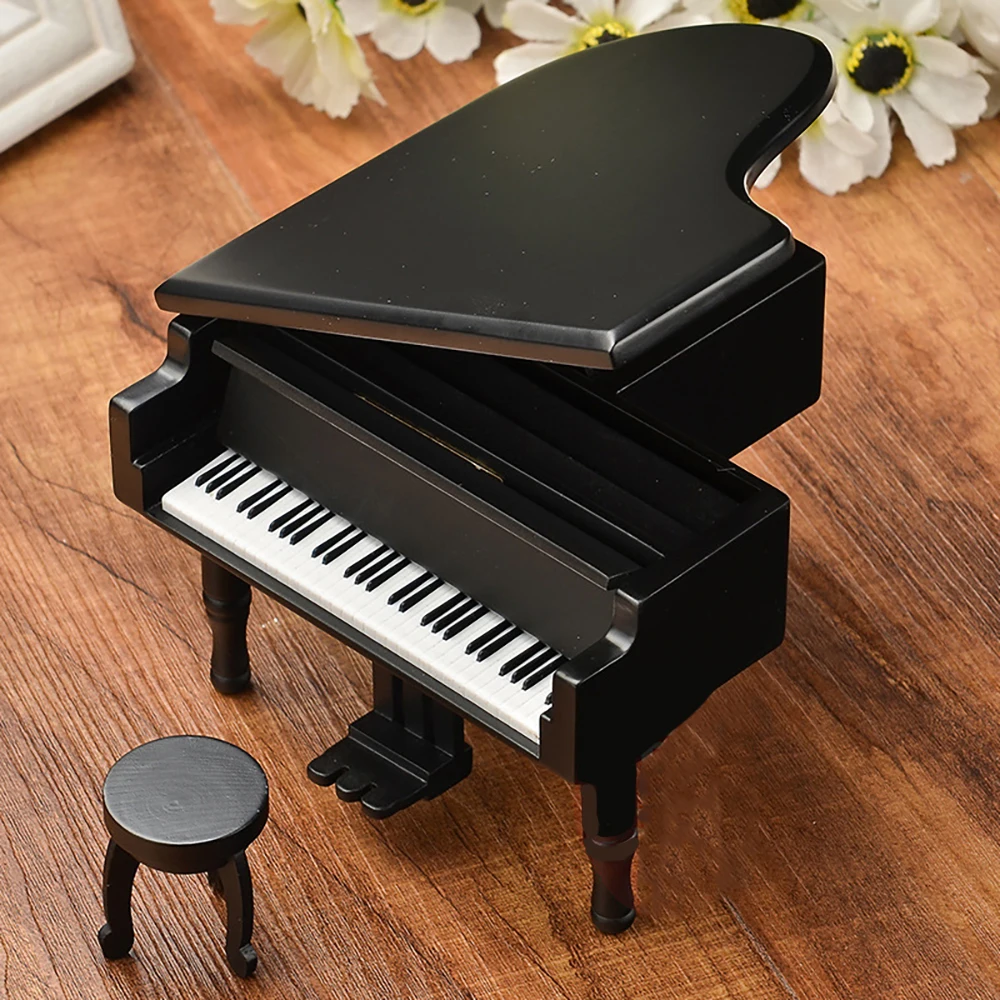 Wooden Grand Piano Music Box 3d Puzzle Game Mini Piano Toys Grand Gifts For Kids Girls Classical Nice Music Box With Stool Craft