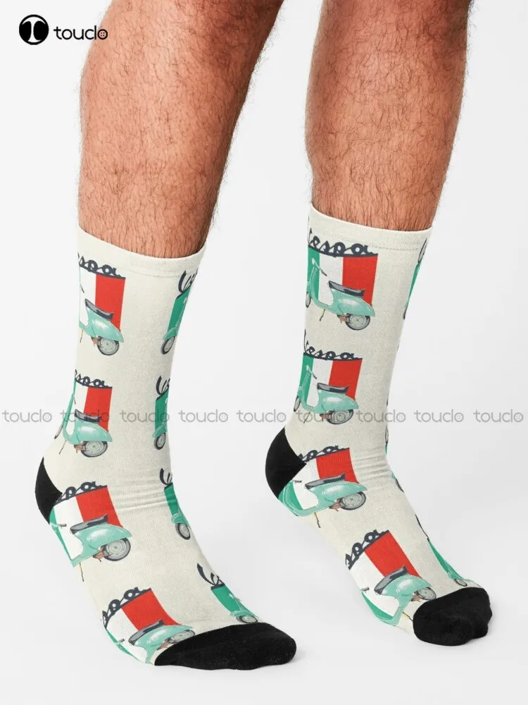 Vespa Logo Socks Kawaii Socks Unisex Adult Teen Youth Socks Personalized Custom 360° Digital Print Hd High Quality