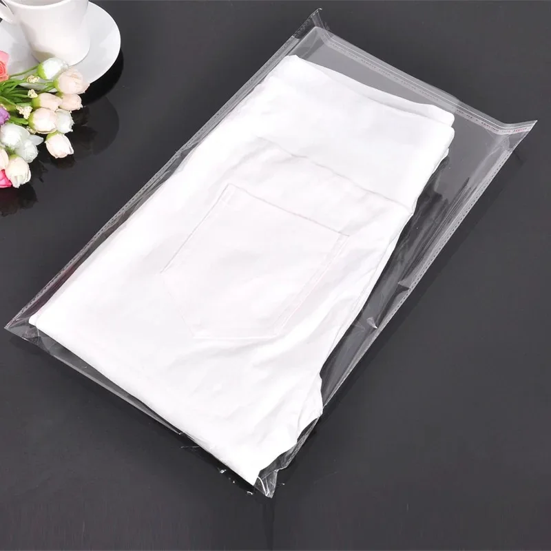 

100Pcs Big Size Clear Self-adhesive Clothes Plastic Packaging Bag, OPP Bag For Coat Jacket and Garment, 40x60cm