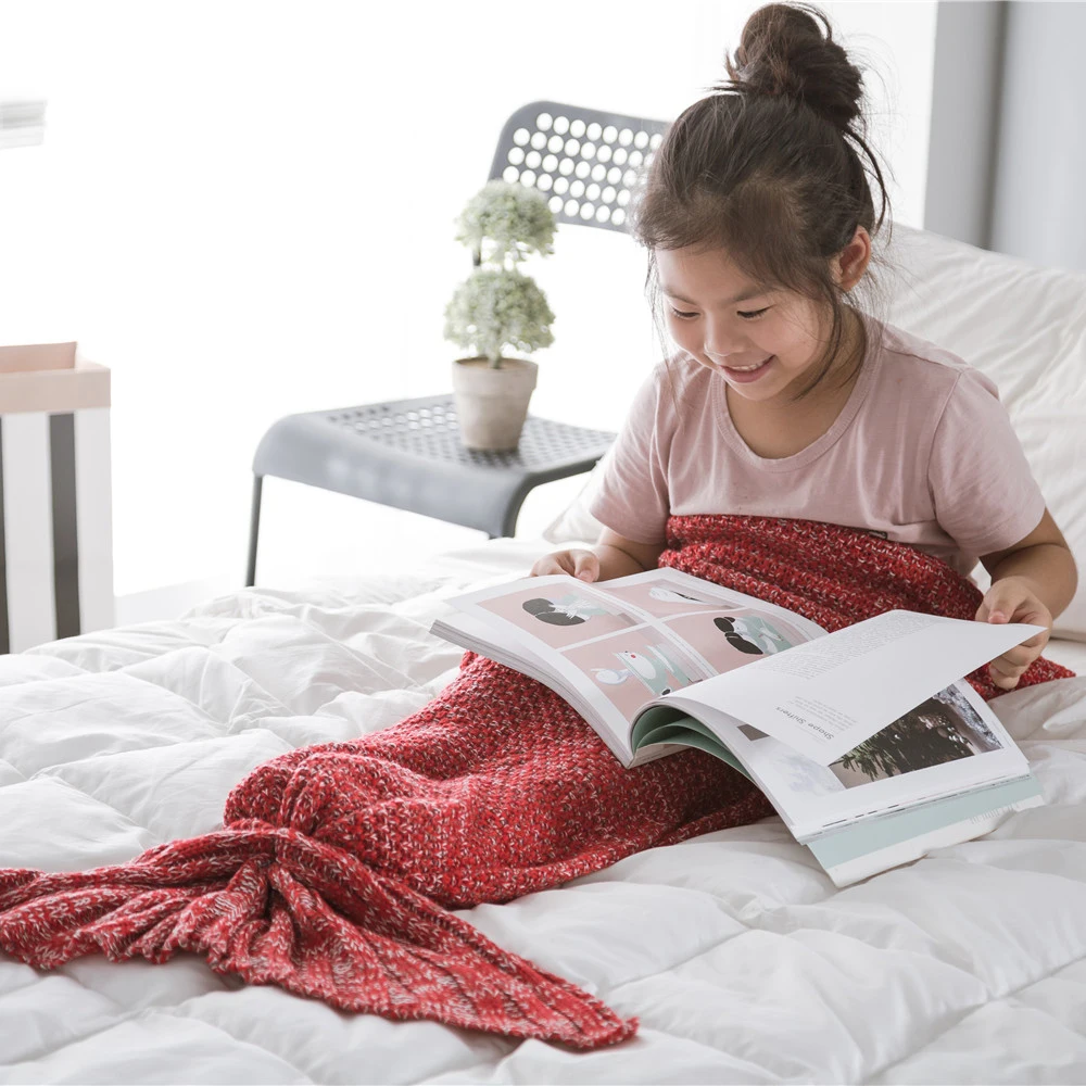 REGINA Kid Crochet Mermaid Tail Blanket Super Soft Knitted Children Mermaid Blanket For Sofa Bed Cashmere Feel Girl Warm Blanket