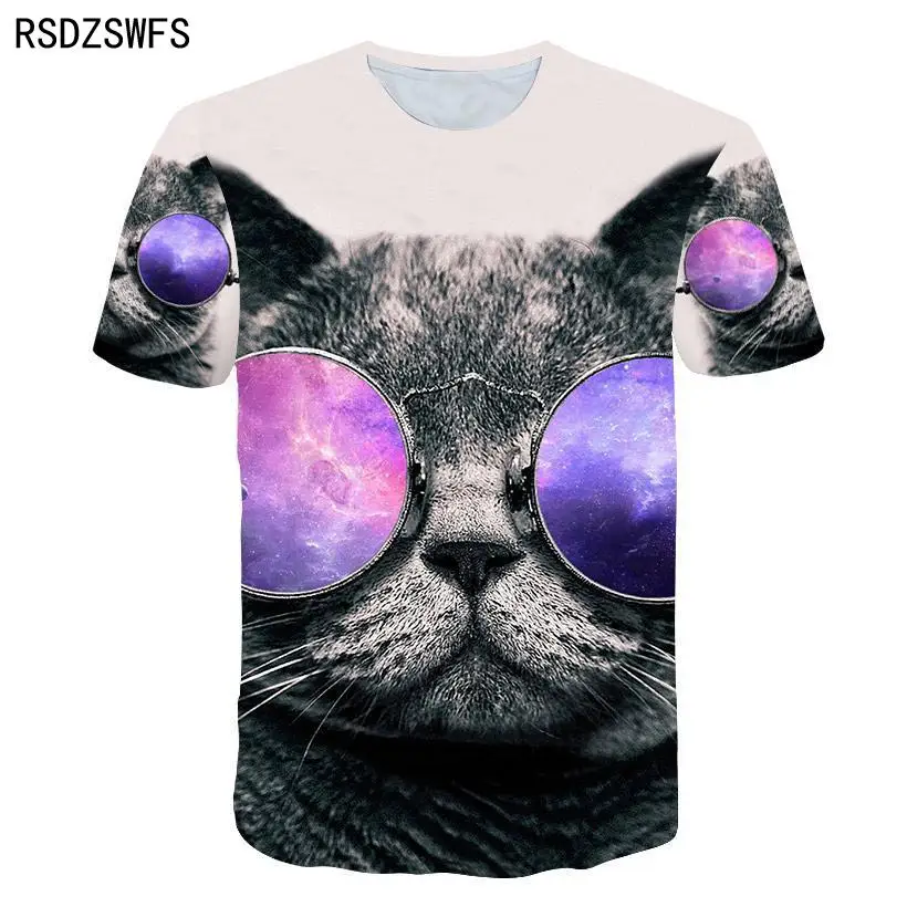 New For 2021 Cool Oversized T-shirt For Men And Women Two Cats Cartoon Cat Print 3D T shirt Summer Short Sleeve T Shirts 100-5XL