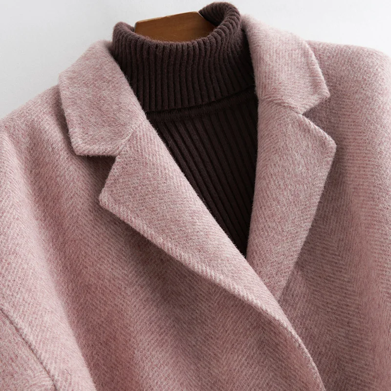 2020 Wool Coat Female Spring-fall Alpaca Jacket Pink Coat Korean Oversized Coats and Jackets Women B18Y05429-Z KJ2391