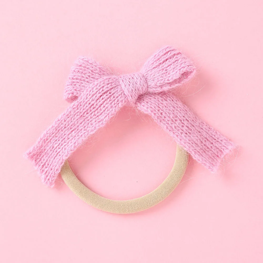 Nylon Elastic Hair Bands for Baby Girls knit Solid Bowknot Headbands for Girls Cute Toddler Hair Accessories 2024 New Year Gifts