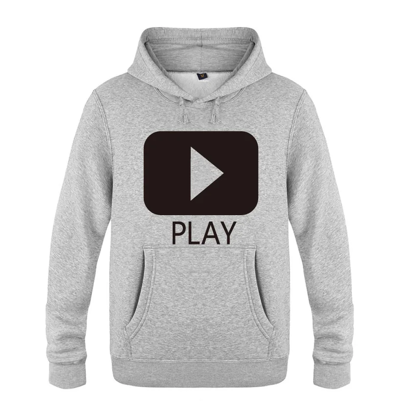 PLAY Logo Creativity Hoodies Men Fleece Long Sleeve Hooded Sweatshirt Winter Man Fitness Pullover Streetwear Moleton Masculino