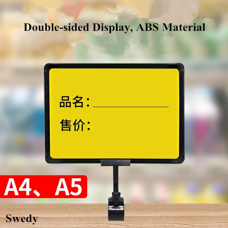 5-delige A4 supermarkt prijskaartje houder POP clip met frame plastic poster foto's kaart papier notitie display teken houder clip