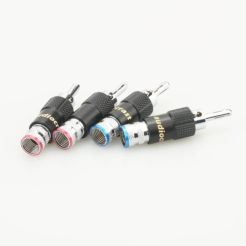 4xAudiocrast rodowane Audio złącze głośnikowe typu Banana blokada śrubowa 10mm złącze przewodu kablowego kabel głośnikowy wtyczka HIFI Diy