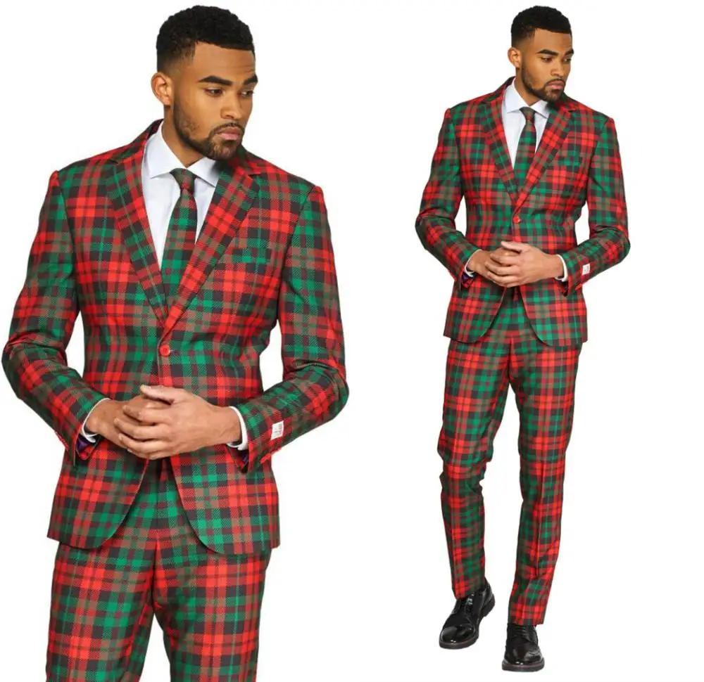 Plaid Mens Suits 2 Piece Peaky Blinder Classic Slim Fit Costume Vintage Suit Jacket Pants Customize African Wedding Tuxedos