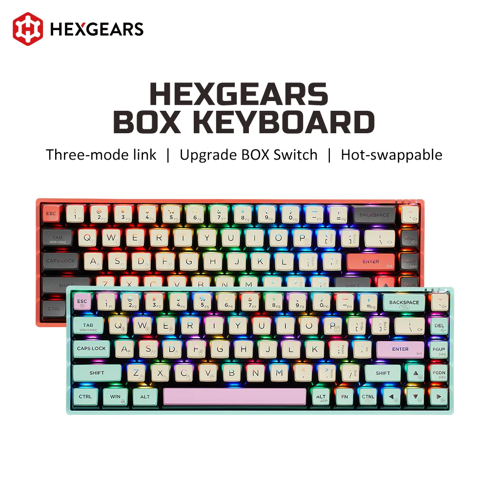 

HEXGEARS Three-Mode Mechanical Keyboard RGB Hot-Swappable mini gamer Keyboard Bluetooth wireless 2.4G Wired Win/Mac/iPad Teclado